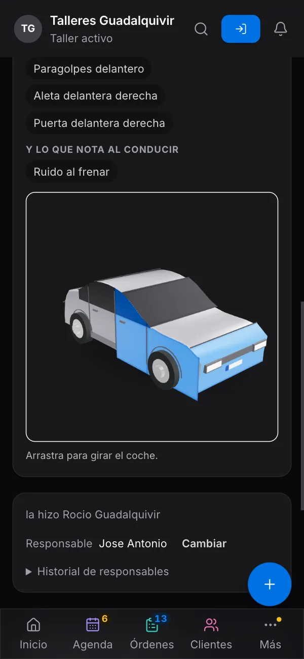 Así se ve en Torqua: En el móvil del mecánico